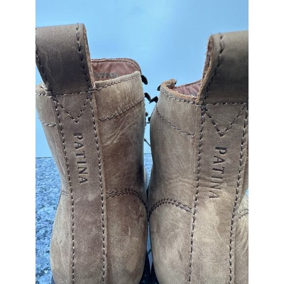 Patina Boots Caribou Brown Nubuck Lug Combat Portland Leather Men’s Size US 7.5